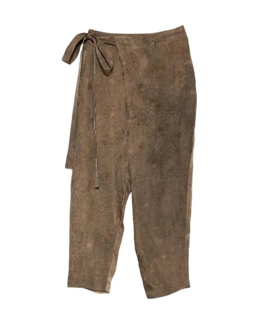 Uma Wang Green Lace-Up Casual Pants