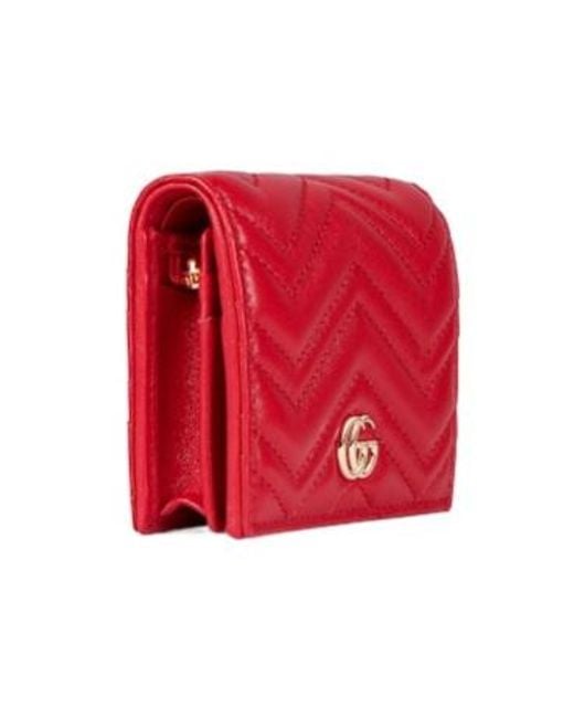 Gucci Red Gg Marmont Small Wallet