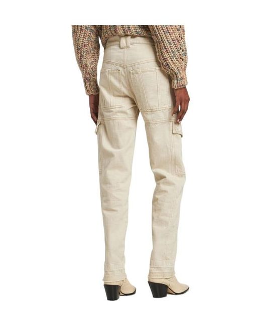 Isabel Marant Natural Vayoneo Cotton Denim Cargo Jeans