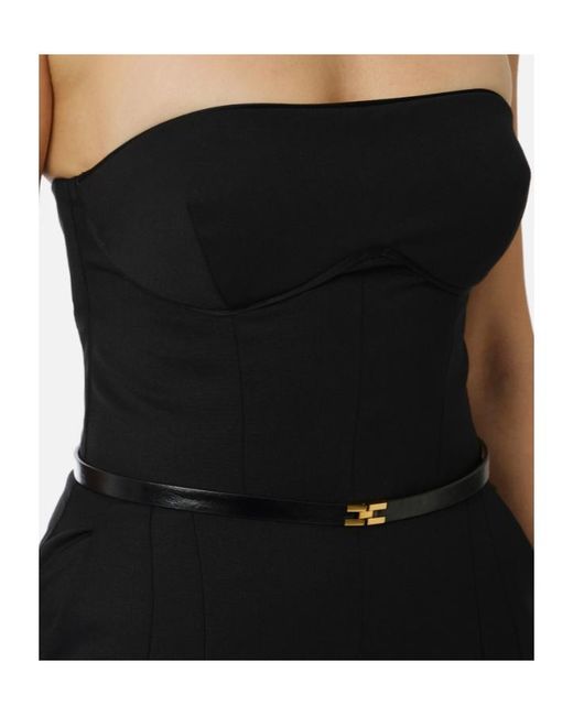 Elisabetta Franchi Black Bandeau Belted Jumpsuit
