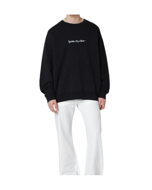 Off-White c/o Virgil Abloh Black Logo Printed Crewneck Sweatshirt for men