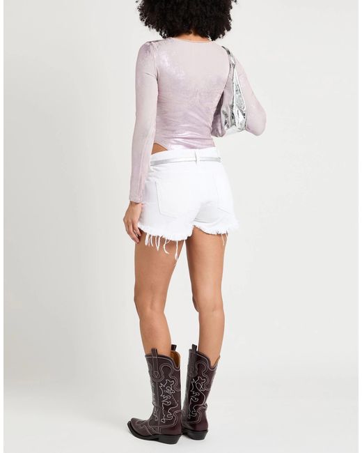 DIESEL Pink Solid Color Metallic Denim Top
