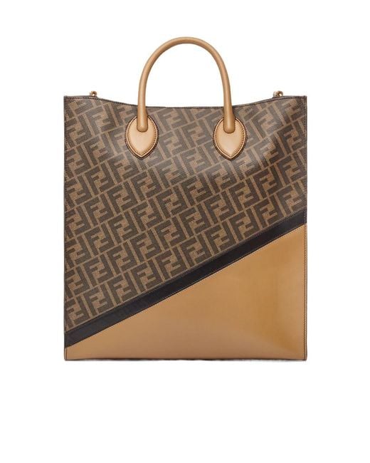 Fendi Brown Ff Motif Vertical Tote Bag for men