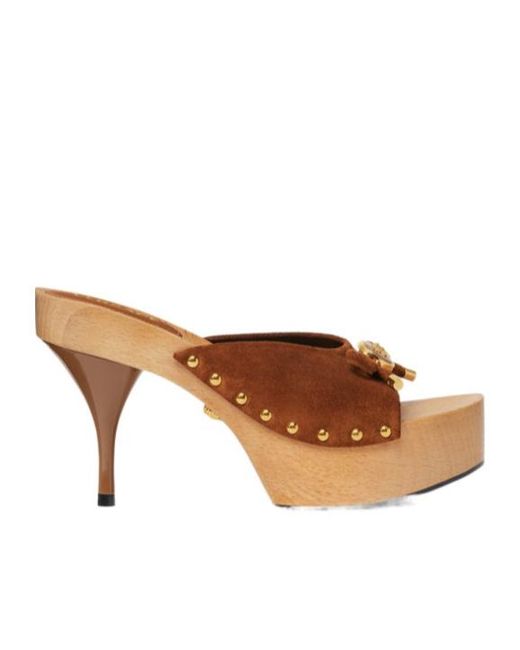 Versace Brown Platform Medusa Mules