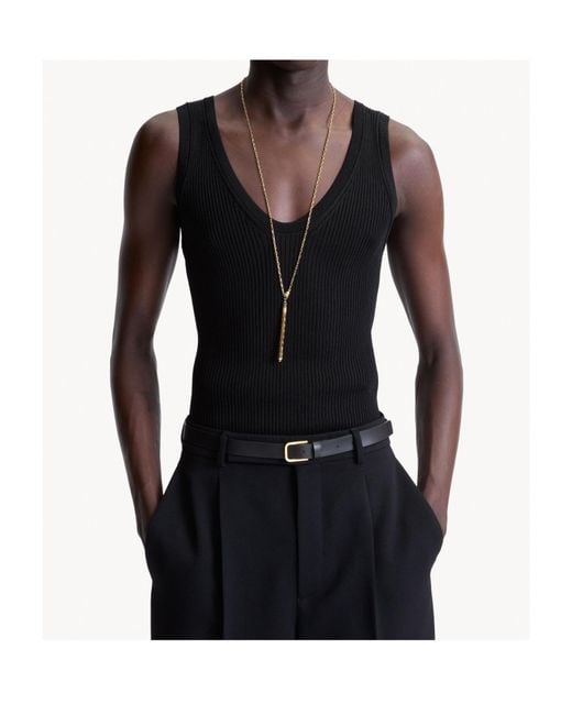 Saint Laurent White Metal Necklace Shaped Like A Cocktail Stirrer for men