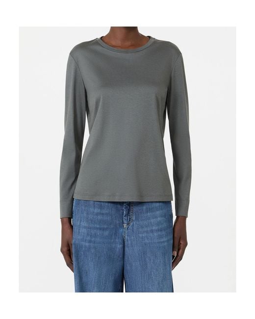 Max Mara Gray Smmfumetto Crew Neck Long-Sleeve Top