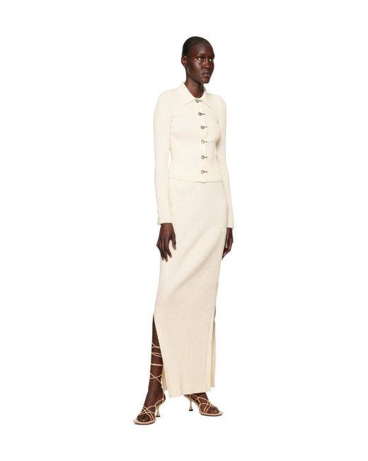 Dion Lee White Gradient Cropped Ribbed-Knit Shirt