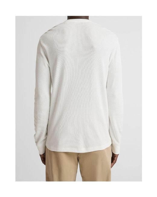 Vince White Jacquard Ribbed Cotton Henley Shirt for men