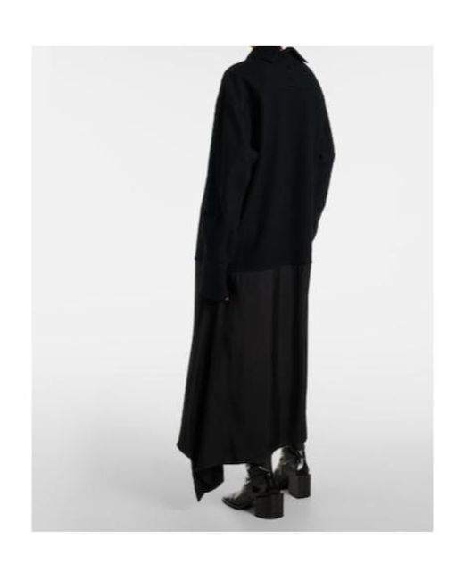 Jil Sander Black Convertible Wool Midi Dress