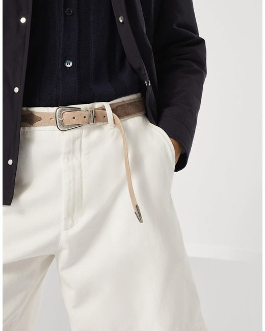 Brunello Cucinelli White Western Buckle Belt for men