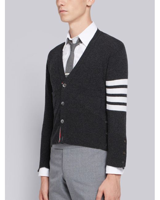 Thom Browne Black 4-Bar Short Cashmere Cardigan for men