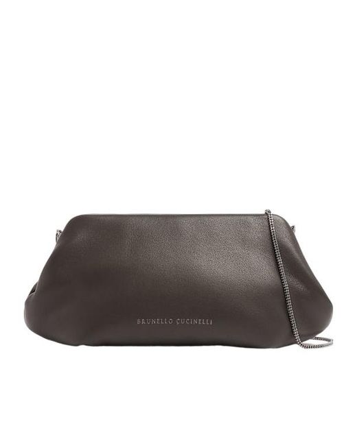 Brunello Cucinelli Brown Shoulder Pouch With Chain Strap
