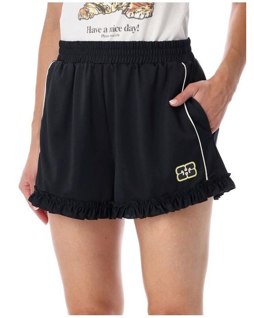 Ganni Blue Elastic Waist Shorts