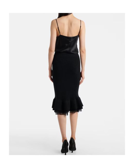 Nina Ricci Black Peplum Wool-Blend Midi Skirt
