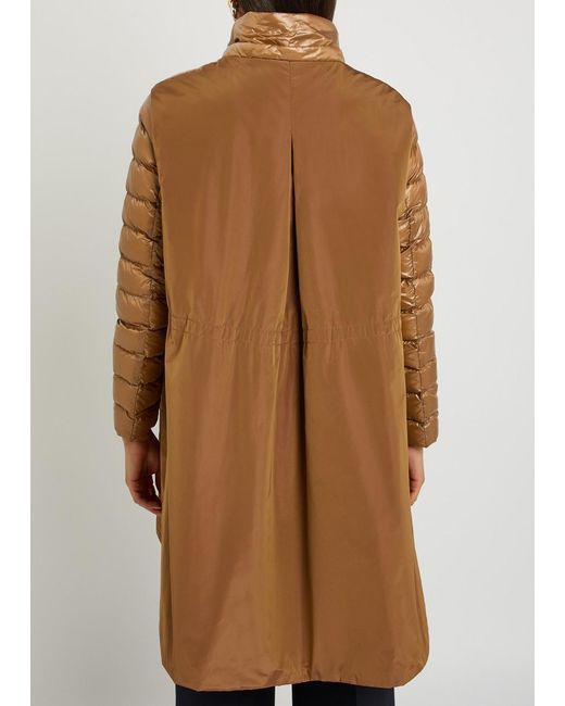 Herno Brown Panelled Padded Hooded Shell Jacket