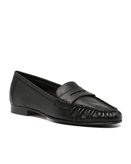 Aeyde Black Aldous Ruched Penny-Slot Loafers