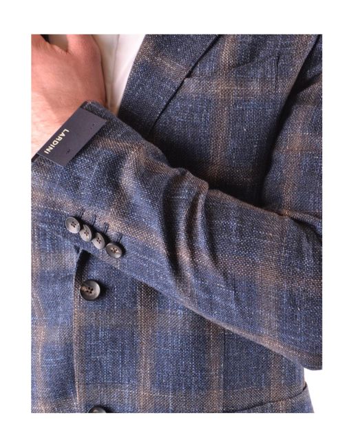 Lardini Blue Plaid Suit Jacket for men