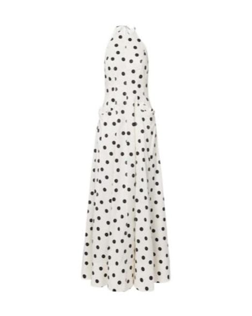 Rebecca Vallance White Maisie Polka-Dot Cotton-Blend Maxi Dress