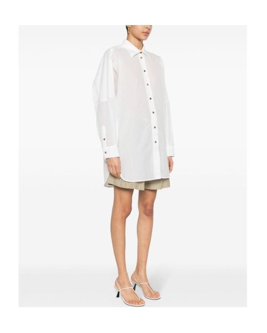Philosophy Di Lorenzo Serafini White Drop Shoulder Oversize Shirt