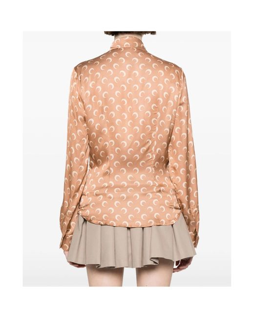 MARINE SERRE Pink Crescent Moon-Printed Buttoned Shirt