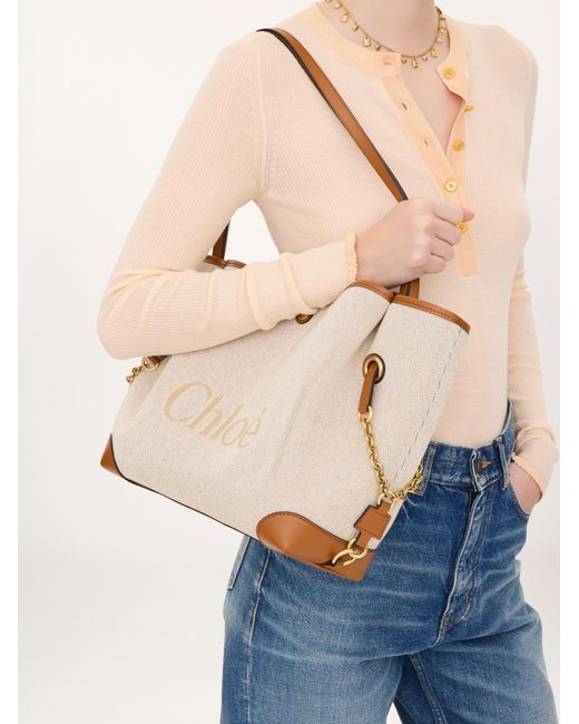 Chloé Natural Chloé Clover Double Carry Bag