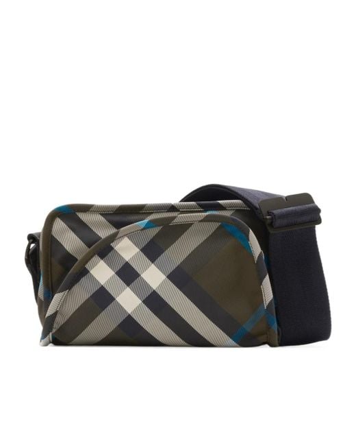 Burberry Black Shield Checked Camera Bag for men