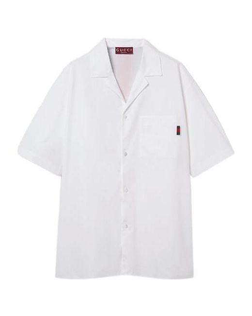 Gucci White Web Detailed Regular Fit Shirt for men