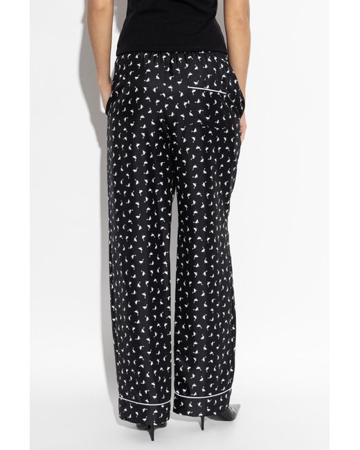 Moschino Black Printed Satin Trousers