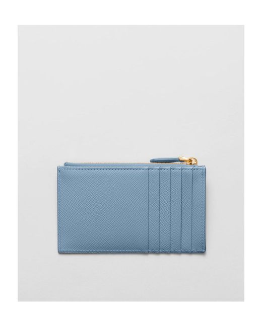 Prada Blue Saffiano Leather Card Holder