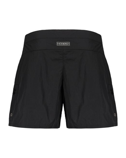 Iceberg Black Logo Trim Swim Shorts for men