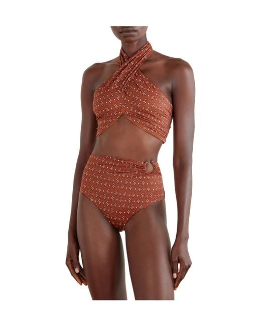 Johanna Ortiz Brown Taita Printed Recycled Bikini Briefs