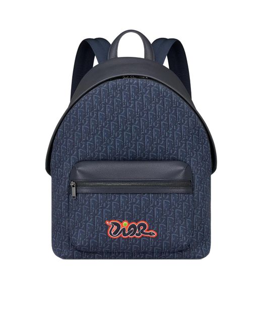 Dior 青 ブラック　ロゴバックパック DIOR | Dior 8 フラップ付き バックパック ディオール