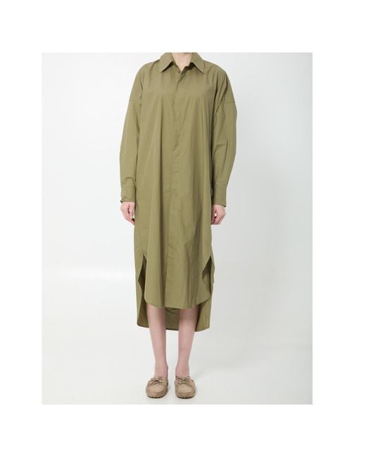 Frankie Shop Green Bloom Organic Cotton Shirt Midi Dress