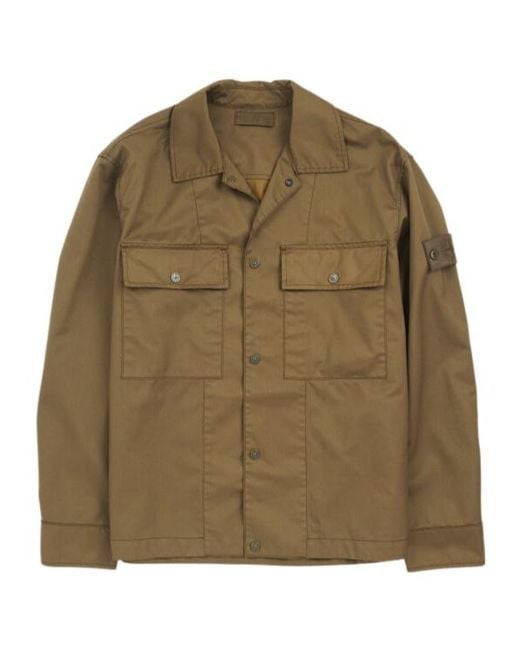 Stone Island Green Logo Patch Overshirt for men