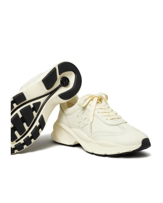 Tory Burch White Logo-Embossed Leather Sneakers