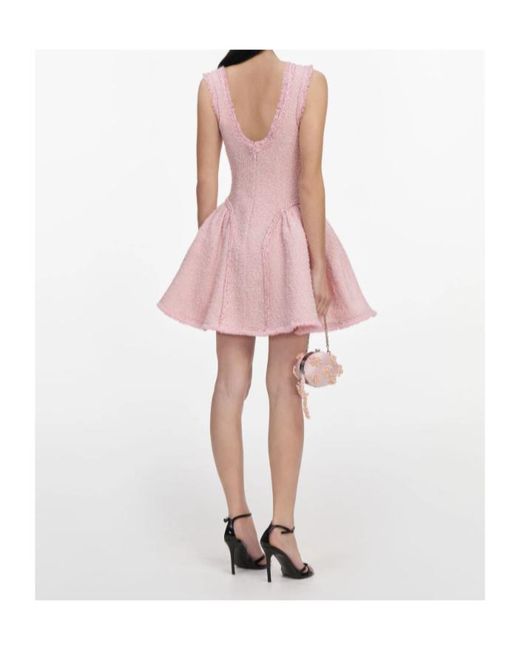 Self-Portrait Pink Textured Sleeveless Mini Dress