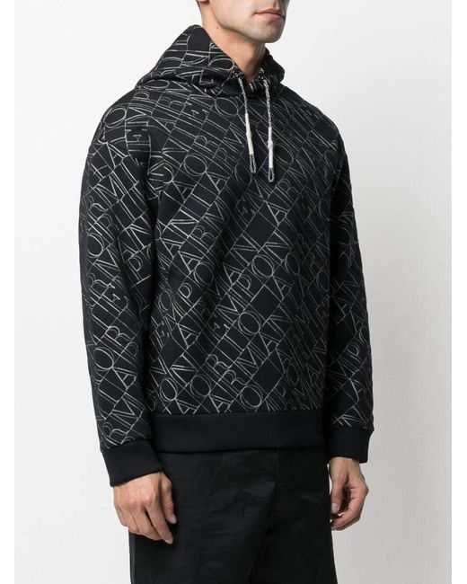 Emporio Armani Gray Logo-Print Hoodie for men