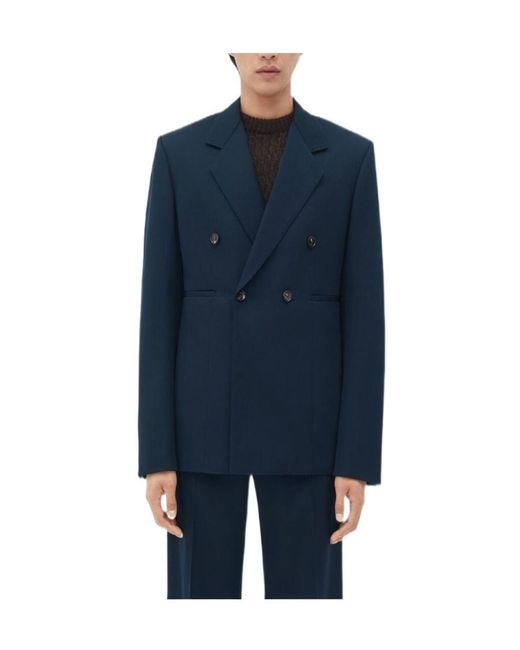 Bottega Veneta Blue Logo Grain Suit Jacket for men