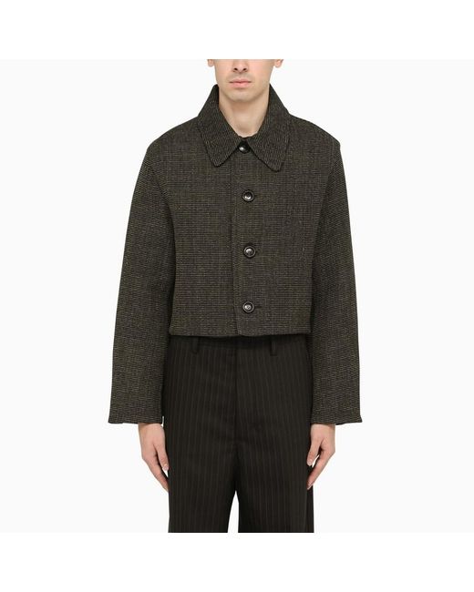 AMI Gray Textured Cropped Jacket for men
