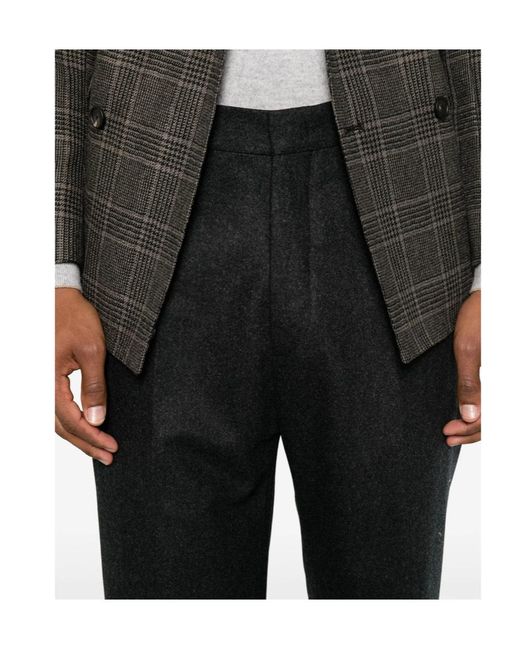 Tagliatore Black Casual Pants With Belt Loops for men
