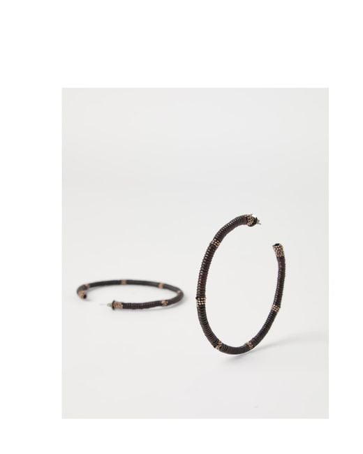 Brunello Cucinelli Metallic Monili-Embellished Hoop Earrings
