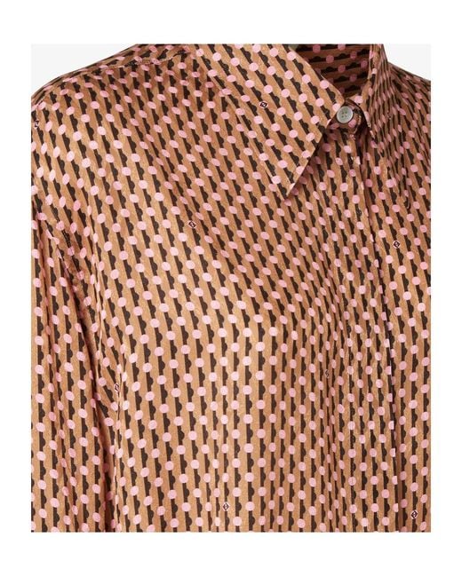 Fendi Brown Dots Jacquard Long Sleeved Oversized Shirt
