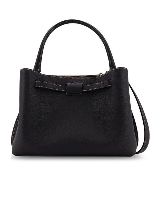 Tod's Black T-Plaque Belt Detail Tote Bag