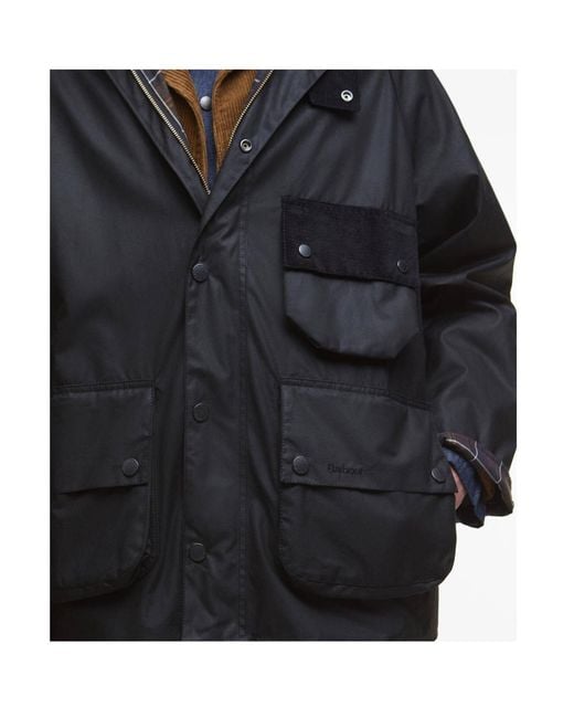 Barbour Black Modified Solway Waxed Jacket for men
