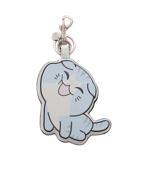 J.W. Anderson Blue Cat Leather Keyring for men