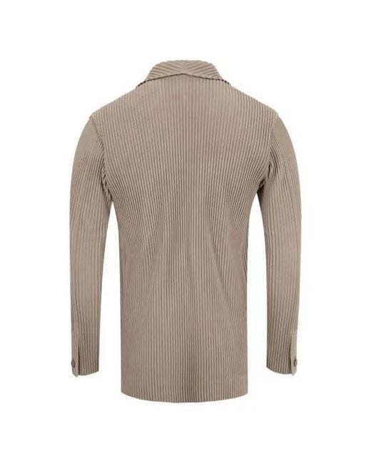 Issey Miyake Brown Pleated Double-Breasted Blazer for men
