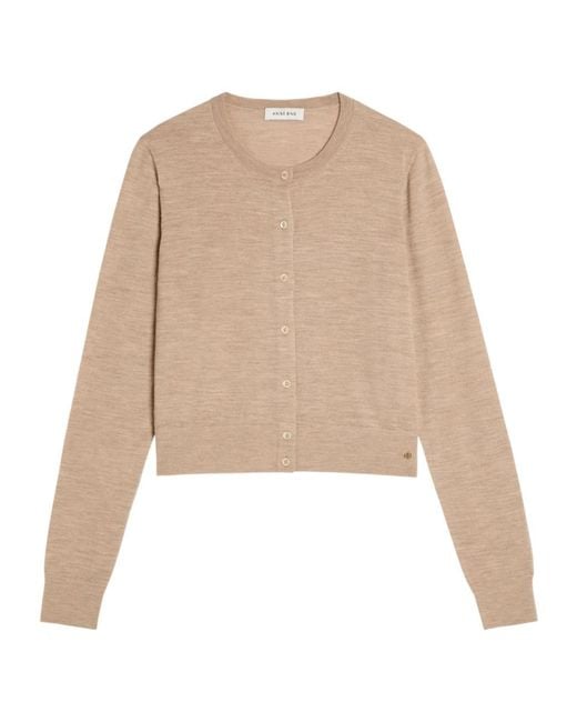 Anine Bing Natural Moni Wool And Cashmere-Blend Cardigan