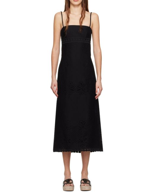 Valentino Black Floral Patterned Sleeveless Dress