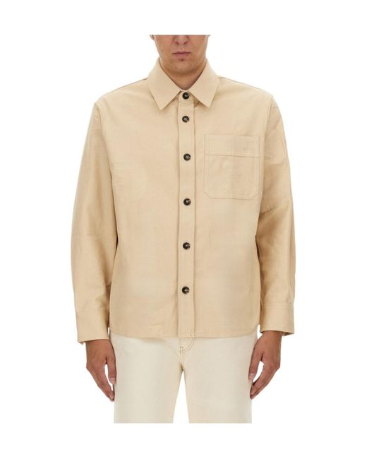 A.P.C. Natural Buttoned Long-Sleeved Shirt for men
