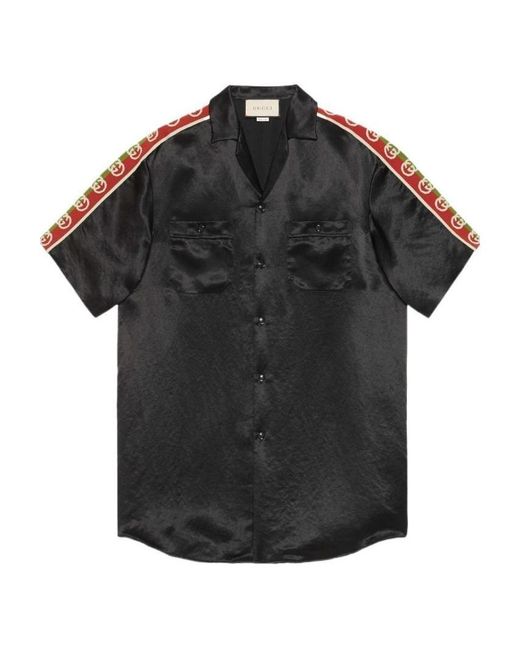 Gucci Black Side-Panel Bowling Shirt for men
